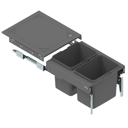 Kôš na triedený odpad 2x15 l - skrinka 45 cm, hĺbka 480 mm, výška 320 mm - antracitovo-sivá