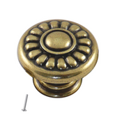 Vintage kovová gombík na skrinku - Ø29mm - starožitná mosadz