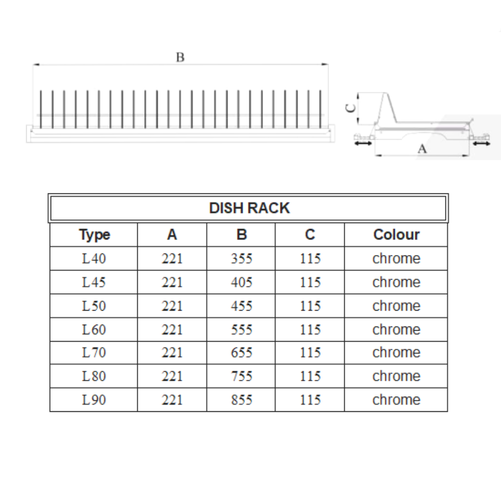 Jednoúrovňový kuchynský špajz s odkvapkávačom - chróm - 600 mm