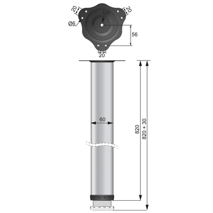 Nastaviteľná noha nábytku 820 mm - satén (2) – Furnica