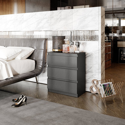 GABRIEL - Komoda s 3 zásuvkami - Skrinka na oblečenie do spálne - Antracit - V72cm Š60cm H33cm (2)