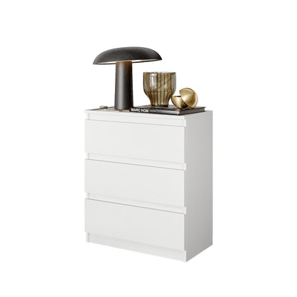 GABRIEL - Komoda s 3 zásuvkami - Skrinka na oblečenie do spálne - Biela matná - V72cm Š60cm H33cm