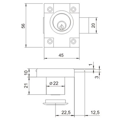 Zámok na nábytok 22x21mm (3) – Furnica