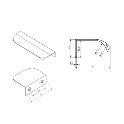 Edge Grip Profilová rukoväť UA02 32 mm (celková dĺžka 52 mm) - matná čierna
