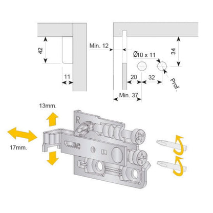 Nastaviteľný držiak skrine, L+R - 3D Premium - Hnedý (4) – Furnica