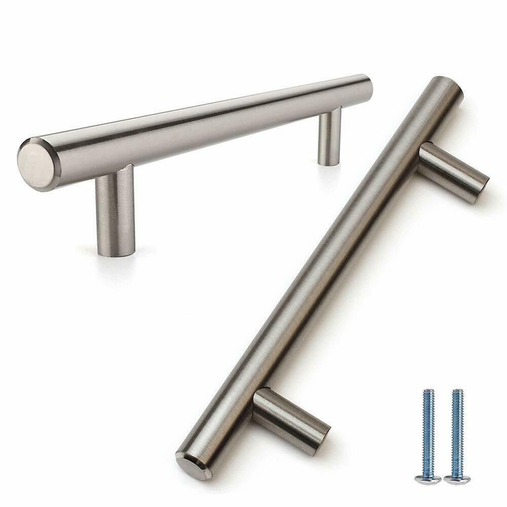 T-Bar nábytková ťahová rukoväť 384 mm (celková dĺžka 600 mm) ﻿Štetinová oceľ/Niklová