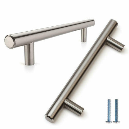 T-Bar nábytková ťahová rukoväť 416 mm (celková dĺžka 650 mm) ﻿Štetinová oceľ / Nikel (2) – Furnica