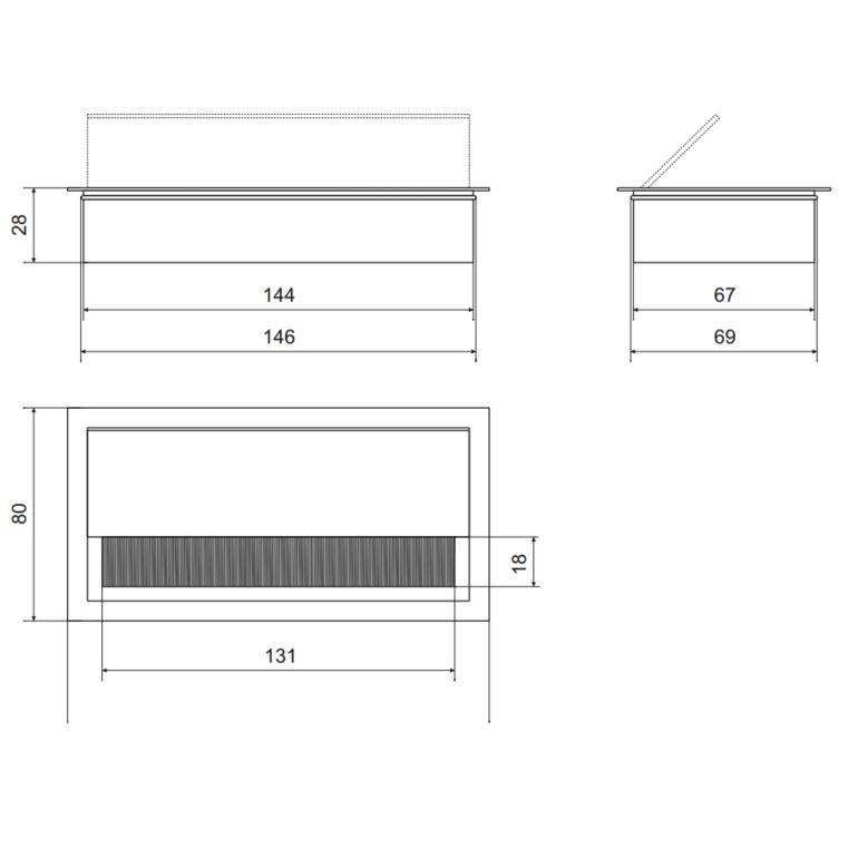 Obdĺžnikový hliníkový kábelový výstupok 160x80mm, čierna "Vlna" (3) – Furnica