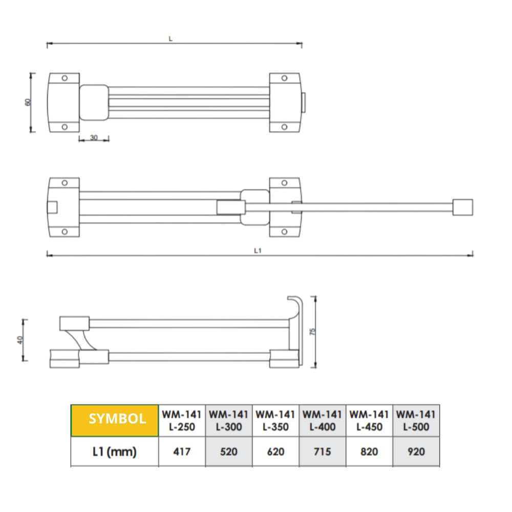 Výsuvný vešiak na oblečenie 300 mm - chróm (3) – Furnica