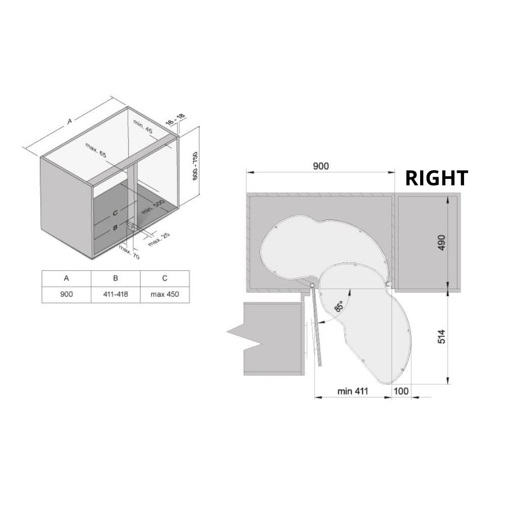 SUPLIMO 900 Pravý Biely Rohový Kus